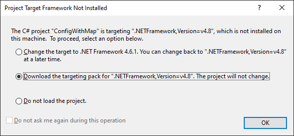 Resolving target framework not found error